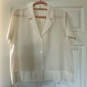 Lily Silk Cream Short Sleeve Button-Up Silk Blouse